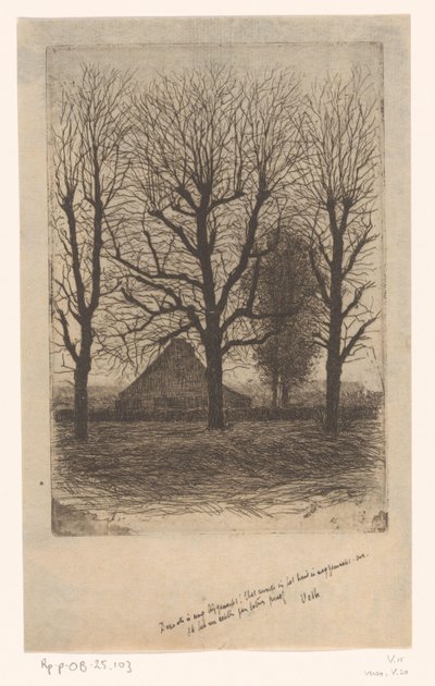 Farma między wysokimi drzewami, Ewijkshoeve autorstwa Jan Veth (signed by artist)