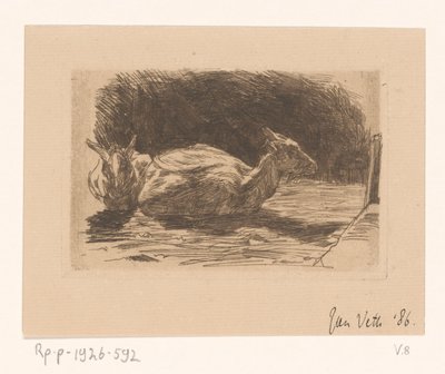 Dwie kozy autorstwa Jan Veth (signed by artist)