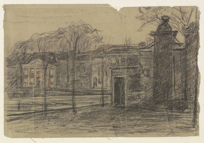 Widok domów między drzewami, Dordrecht autorstwa Jan Veth
