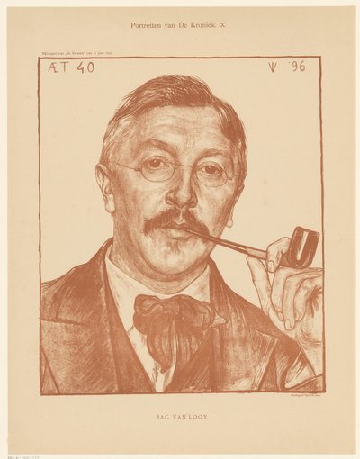 Portret Jaca van Looij Portrety De Kroniek (tytuł serii na obiekcie) autorstwa Jan Veth