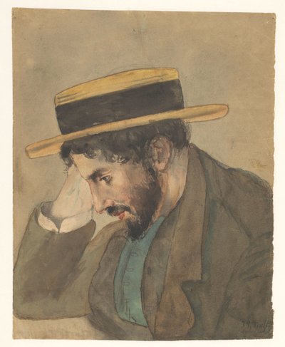 Portret młodego mężczyzny w słomkowym kapeluszu autorstwa Jan Veth
