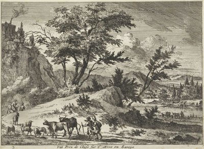 Widok drogi w pobliżu Cluses na Arve, Savoie Vue Prez de Cluse sur L´Arve en Savoije (tytuł obiektu) Twarze w Sabaudii (tytuł serii) autorstwa Jan Vincentsz. van der Vinne