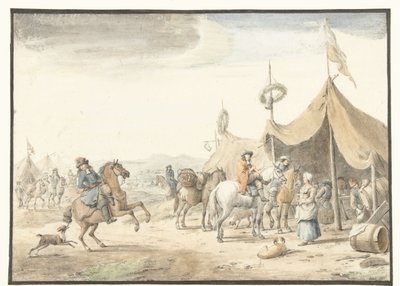 Obóz wojskowy z jeźdźcami autorstwa Jan Vincentsz. van der Vinne