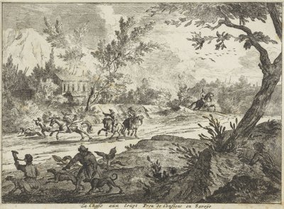 Polowanie na wilki w Conflans, Savoie La Chasse aux Lops Prez de Conflans en Savoije (tytuł na obiekcie) Twarze w Sabaudii (tytuł serii) autorstwa Jan Vincentsz. van der Vinne