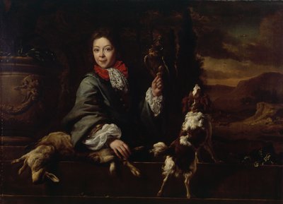 Chłopiec sokolnika (olej na płótnie) autorstwa Jan Weenix