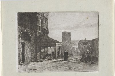 Widok na kościół św. Marcina w Woudrichem autorstwa Jan Weissenbruch
