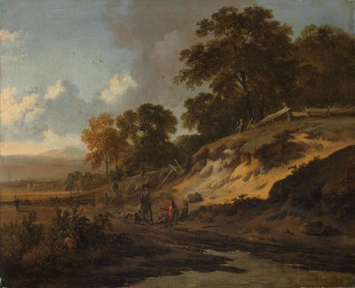 Krajobraz z myśliwymi, ok. 1660-80 (olej na płótnie) autorstwa Jan Wijnants