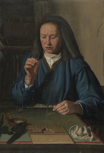 Kobieta ważąca złoto, ok. 1630 autorstwa Jan Woutersz.