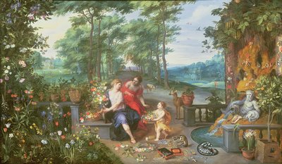 Flora i nimfy w ogrodzie autorstwa Jan and Balen, Hendrik van Brueghel