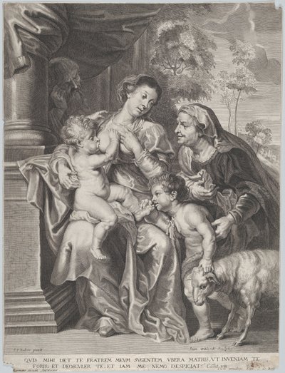 Święta Rodzina z Elżbietą i Dzieciątkiem Święty Jan Chrzciciel, Dziewica karmiąca Dzieciątko Chrystus, ok. 1635-1642 autorstwa Jan Witdoek