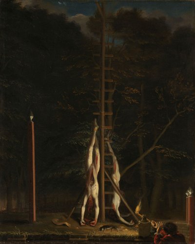 Zwłoki braci De Witt, ok. 1672-75 (olej na płótnie) autorstwa Jan de Baen