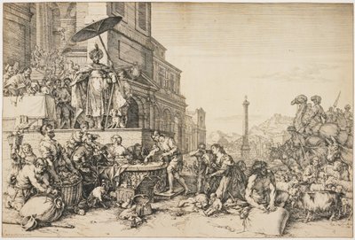 Józef rozdający zboże w Egipcie, ok. 1648-57 (akwaforta) autorstwa Jan de Bisschop