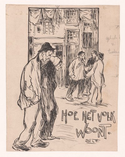 Jak żyją ludzie (tytuł na obiekcie) autorstwa Jan de Waardt (signed by artist)