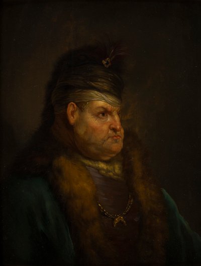 Portret mężczyzny w turbanie (olej na panelu) autorstwa Jan the Elder (circle of) Lievens