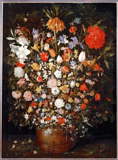 Duży bukiet kwiatów w ... (olej na drewnie dębowym) autorstwa Jan the Elder Brueghel