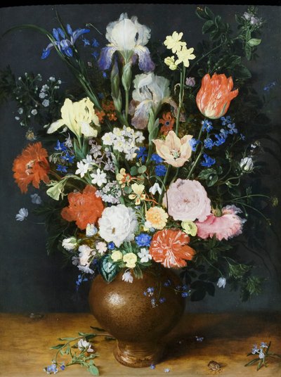 Bukiet w glinianym wazonie, około 1609 (olej na drewnie) autorstwa Jan the Elder Brueghel