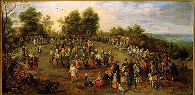 Taniec ludowy przed arcyksiążętami ... (obraz na płótnie) autorstwa Jan the Elder Brueghel