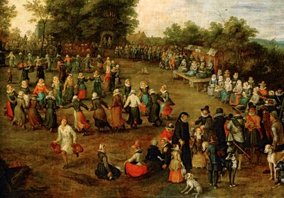 Taniec ludowy przed arcyksiążętami ... (obraz na płótnie) autorstwa Jan the Elder Brueghel