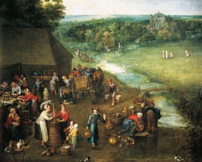 Życie na wsi, szczegół (obraz) autorstwa Jan the Elder Brueghel