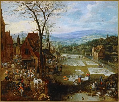 Rynek i pralnia (obraz na płótnie) autorstwa Jan the Elder Brueghel