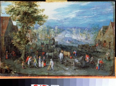 ""Krajobraz wiejski"" Malowanie na miedzi Jana Bruegla Starszego o imieniu Bruegel z Aksamitu (Brueghel lub Breughel autorstwa Jan the Elder Brueghel