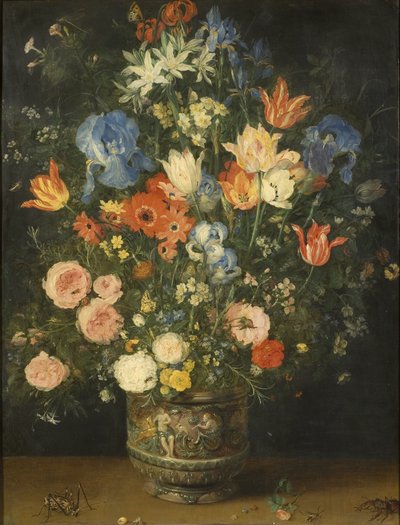 Martwa natura z kwiatami w rzeźbionym słoiku, ok. 1620-24 autorstwa Jan the Elder Brueghel