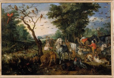 Wejście na pokład zwierząt w Arce Noego Obraz Jana Bruegla (lub Breugel lub Bruegel lub Breughel) dawny znany jako Bruegel de Velours (1568-1625) XVII-wieczny Orlean, Musee des Beaux Arts - Wejście zwierząt do Arki Noego Obraz Jan autorstwa Jan the Elder Brueghel