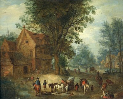 Scena wiejska, ok. 1640-60 (olej na miedzi) autorstwa Jan the Elder Brueghel