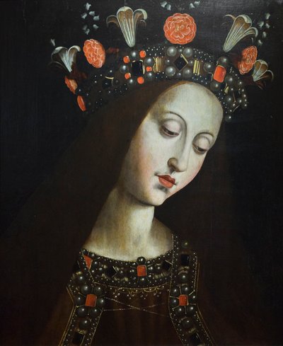 Ukoronowana dziewica, według Huberta i Jana van Eycka (olej na drewnie) autorstwa Jan van (after) Eyck