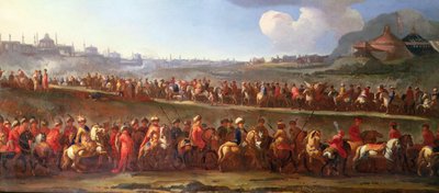 Karawana turecka pod Konstantynopolem (olej na płótnie) autorstwa Jan van (attr. to) Huchtenburgh