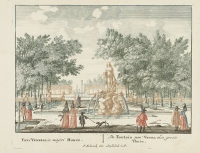 Fontanna Wenus w dużym ogrodzie Het Loo Palace Gesichte van het Famous Loo jako inne domy królewskie (tytuł serii) Widmo Admirandorum quadruplex (tytuł serii) autorstwa Jan van Call (I)