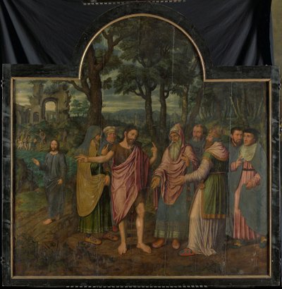 Jan Chrzciciel upominający faryzeuszy, centralny panel tryptyku autorstwa Jan van Coninxloo (II)