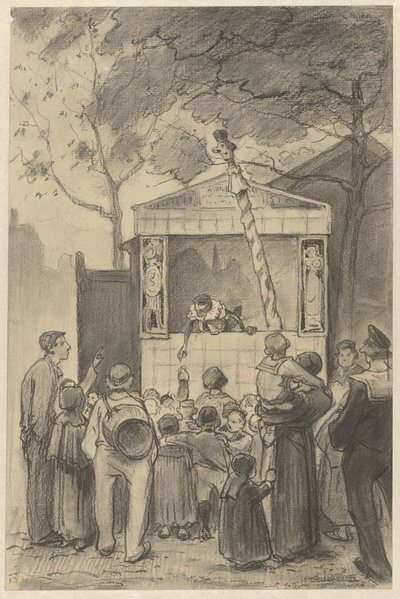 Widzowie przed przedstawieniem kukiełkowym autorstwa Jan van Essen (possibly)