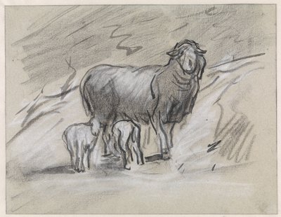 Owce z dwoma barankami autorstwa Jan van Essen