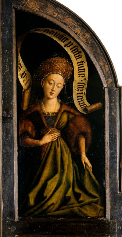 Ołtarz Gandawski. Adoracja Mistycznego Baranka: Sybilla Kumejska, 1432. autorstwa Jan van Eyck
