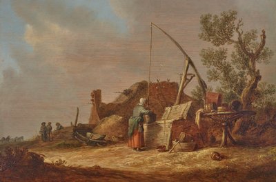 Krajobraz z kobietą przy studni autorstwa Jan van Goyen