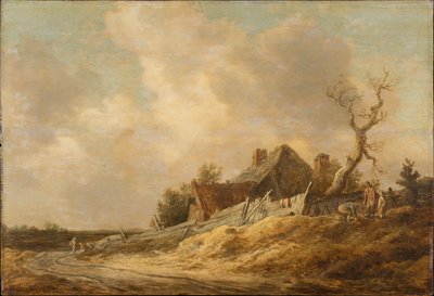 Nieutwardzona droga z gospodarstwem rolnym i płotem z desek autorstwa Jan van Goyen
