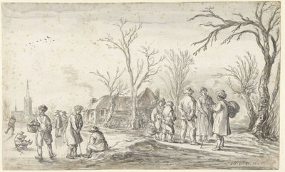 Postacie na wsi zimą autorstwa Jan van Goyen