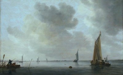 Łodzie rybackie przy ujściu rzeki autorstwa Jan van Goyen