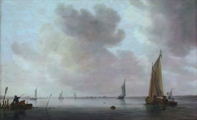 Łodzie rybackie przy ujściu rzeki, 1633. autorstwa Jan van Goyen