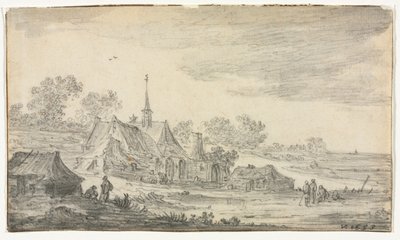 Grupa budynków na brzegu morza autorstwa Jan van Goyen
