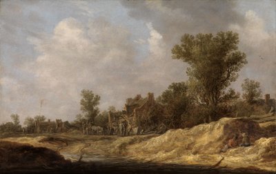 Krajobraz z mieszkańcami wsi autorstwa Jan van Goyen