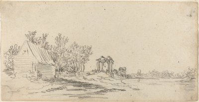 Krajobraz rzeczny z odległym mostem autorstwa Jan van Goyen