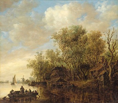 Krajobraz rzeki z promem autorstwa Jan van Goyen