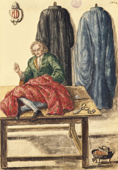 Krawiec wenecki (pióro i atrament oraz toaleta na papierze) autorstwa Jan van Grevenbroeck