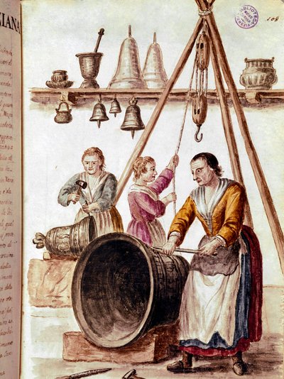 Rzemiosło: dzwonnik Rysunek akwarelowy i tusz z rękopisu Jana van Grevenbroecka (lub Giovanni Grevembroch (Grevenbroch) (1731-1807) autorstwa Jan van Grevenbroeck