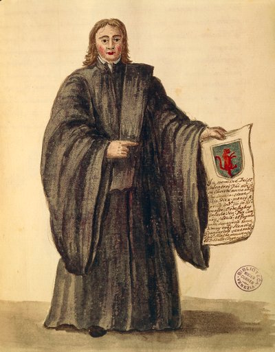 Wielki kanclerz miasta Chioggia, Jan van Grevenbroeck lub Giovanni Grevembroch (1731-1807), Gli Donne de Veneziani, z ilustrowanej księgi kostiumów, akwarela autorstwa Jan van Grevenbroeck