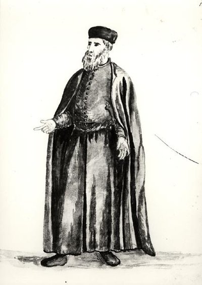 Lider Robotników z Arsenału Weneckiego (akwarela na papierze) (zdjęcie czarno-białe) autorstwa Jan van Grevenbroeck