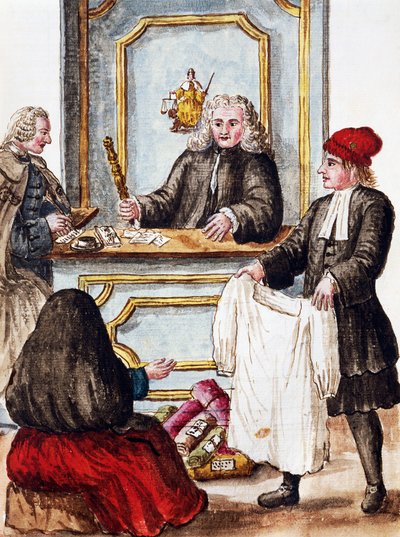 Lombard, ilustracja z Ilustrowanej księgi strojów weneckich, Jan Grevenbroeck (1731-1807), akwarela, Włochy autorstwa Jan van Grevenbroeck