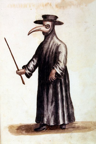 Odzież ochronna przed zarazą w XVIII wieku. autorstwa Jan van Grevenbroeck